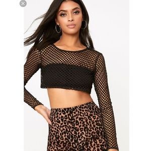 NWT PrettyLittleThing Fishnet Crop Top